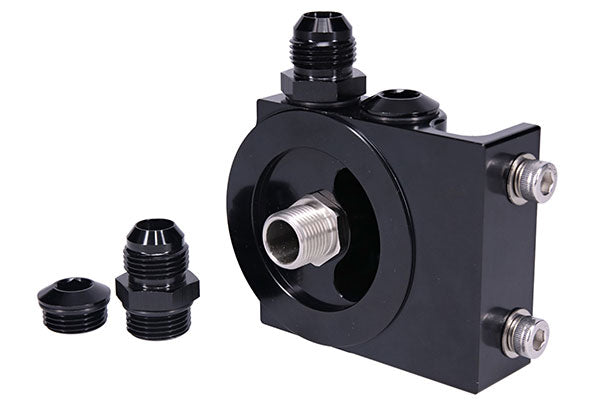 BILLET 4PORT SIDE ENTRY REMOTE OIL FILTER MOUNT 3/4IN-16