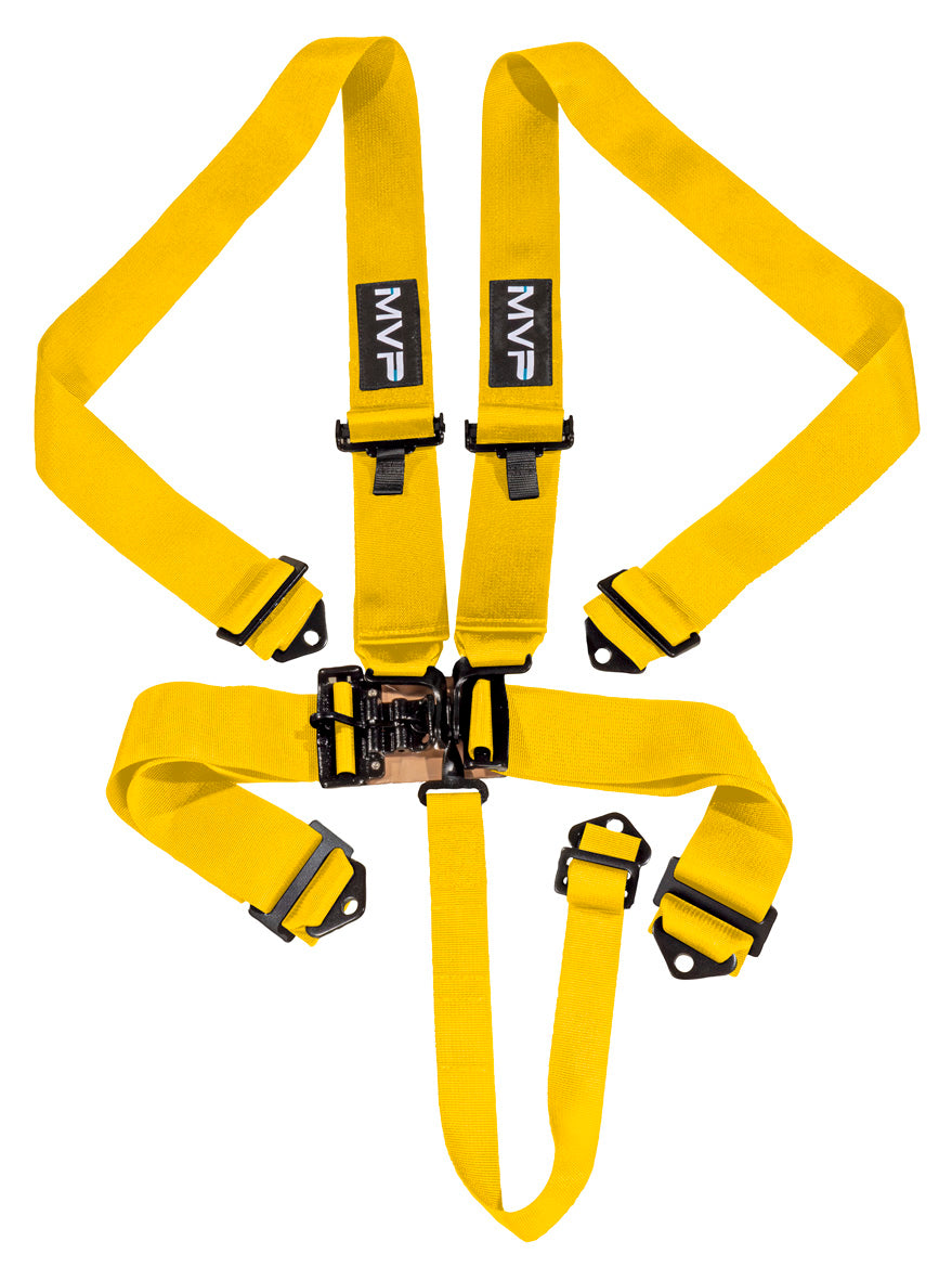 YELLOW 5POINT LATCH & LINK HARNESS, SFI APPROVED, 3IN BELTS, BMH & BIE