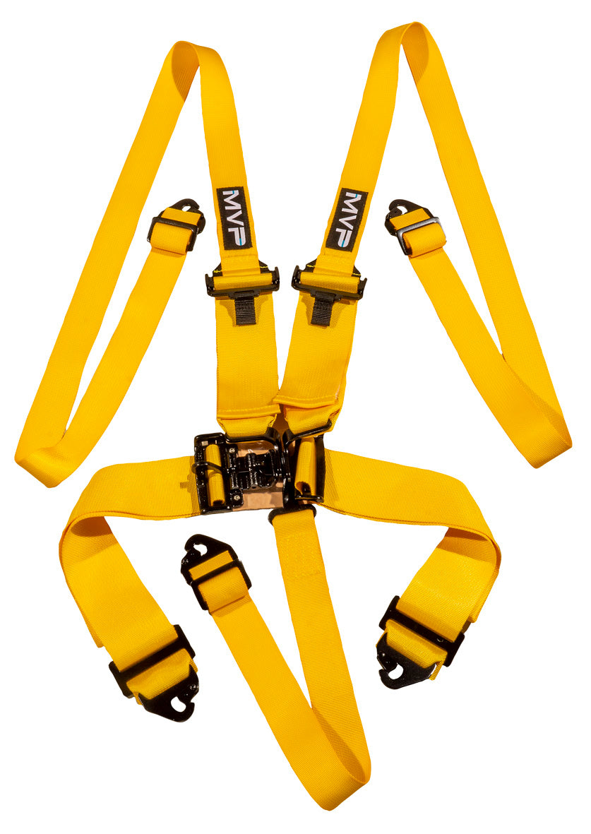 YELLOW 5POINT LATCH & LINK HARNESS, SFI APPROVED HANS 2-3IN BELTS, BMH & SH